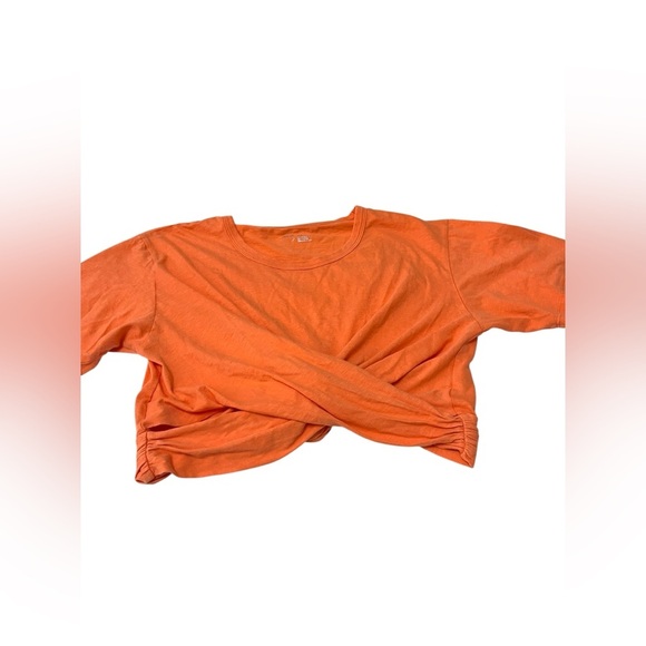 Aerie Cropped Wrap Back T-Shirt in Orange Size M - Picture 2 of 6